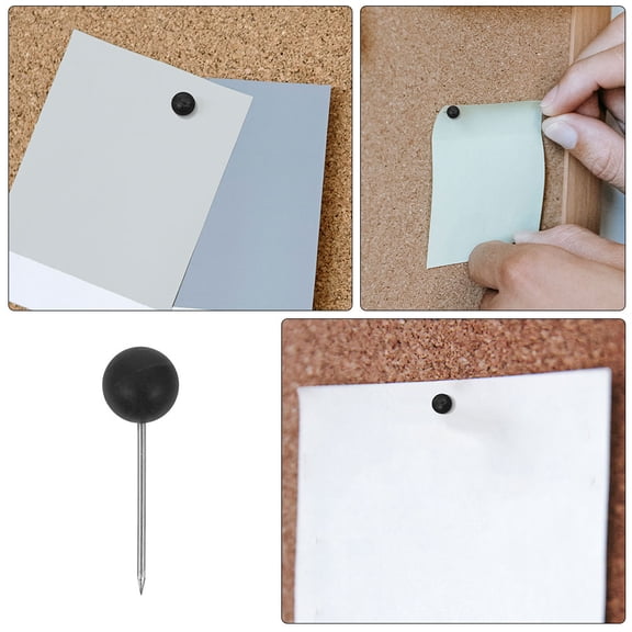 DEEPCRAFF 200Pcs Black Round Head Push Pins for Bulletin Boards and Craft Projects