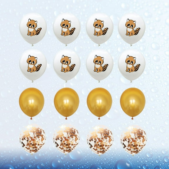 DEEPCRAFF 20Pcs Birthday Party Balloons in Assorted Colors with Raccoon Design and Golden Sequin Accents
