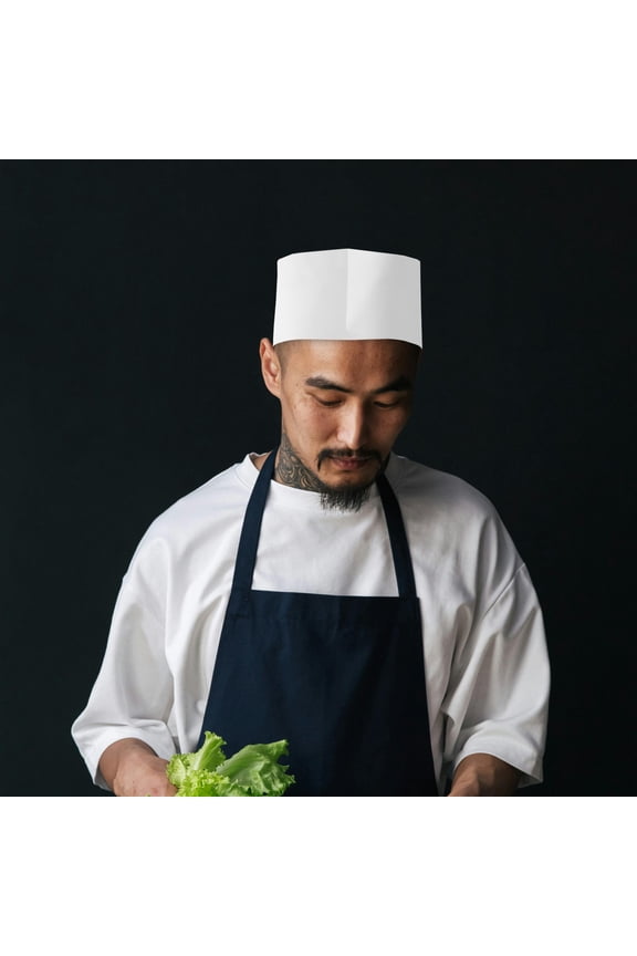 20Pcs Disposable White Chef Hats Paper Material Cooking Caps for Bakery Restaurant Use