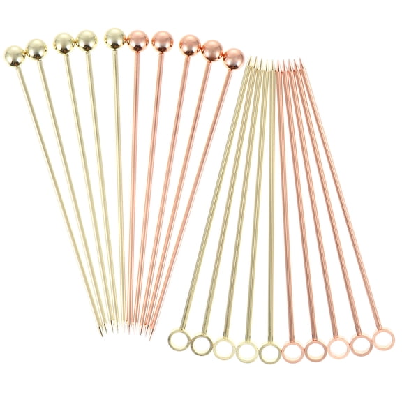 DEEPCRAFF 20Pcs Stainless Steel Cocktail Picks Assorted Colors Food Grade Rustproof Party Decor