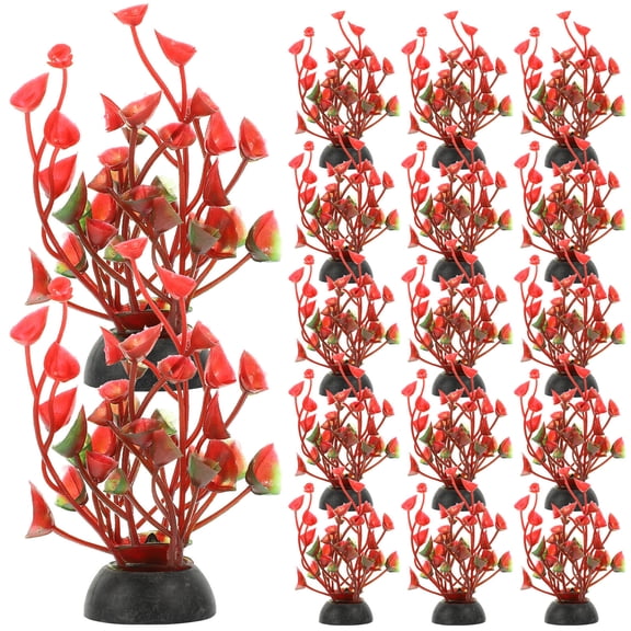 DEEPCRAFF 20Pcs Plastic Aquarium Plants Red for Betta Fish Tank Natural Look Decor