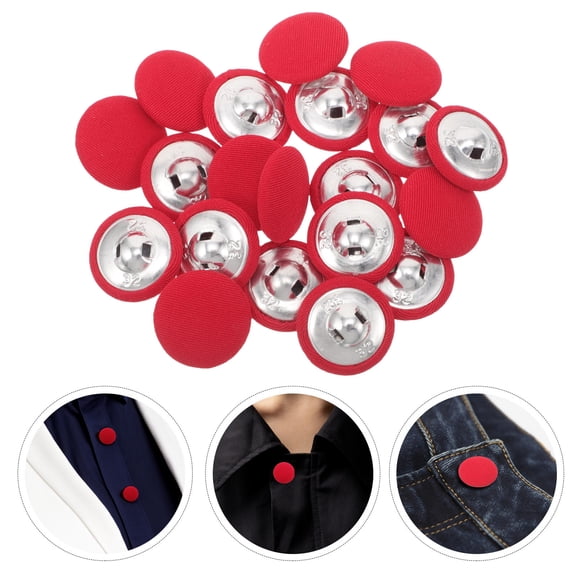 DEEPCRAFF 20Pcs Red Round Cloth Buttons for Sewing Versatile Decorative Buttons for Jackets and Coats