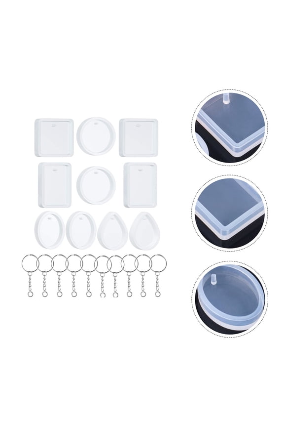 20-Piece Reusable Silicone Keychain Mold Kit for Handmade Crystal Epoxy Resin Pendants, Assorted Shapes