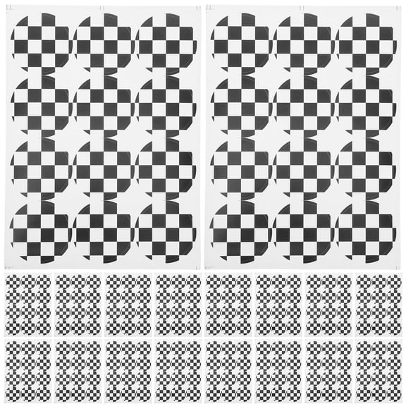 DEEPCRAFF 20Pcs Race Theme Black and White Checkered Stickers for Party Decorations