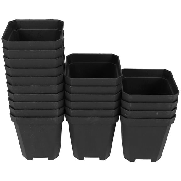 DEEPCRAFF 20Pcs Black Plastic Planting Pots with Drainage Holes for Outdoor Garden Plants