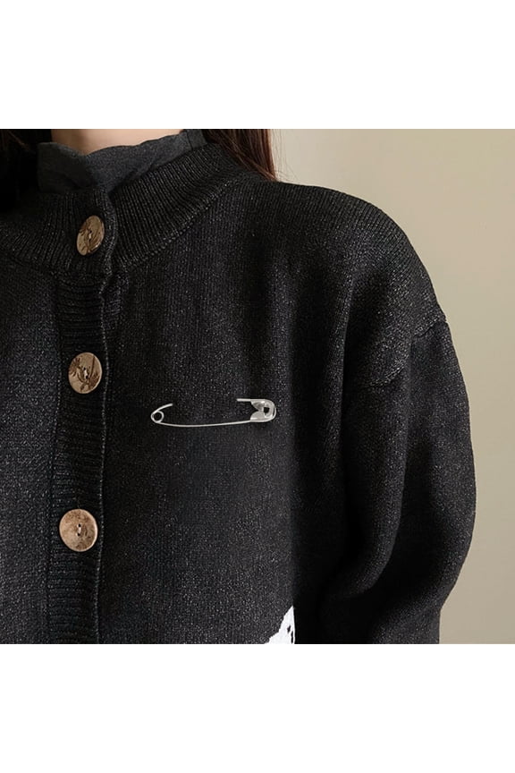 220Pcs Rectangular Alloy Safety Pin Brooch for Women and Men Silver Fashionable Clothing Accessories