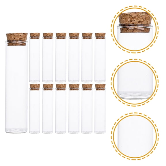 DEEPCRAFF 24-Pack Clear Glass Sample Vials with Airtight Cork Stoppers, Small Storage Bottles for Organizing Essentials