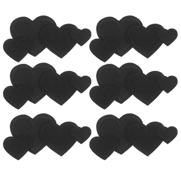 DEEPCRAFF 24Pcs Black Heart Iron on Patches for Clothes Sew on Fabric Applique for DIY Jackets Pants Hats
