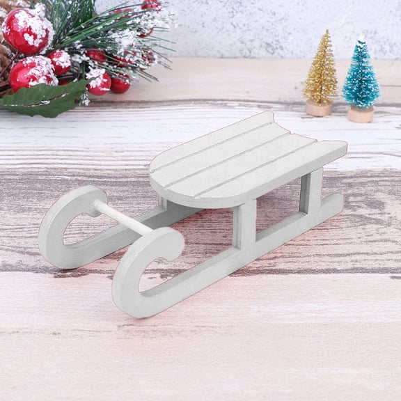 DEEPCRAFF 2PCS White Synthetic Christmas Sleigh Ornaments Table Decor for Kitchen and Holiday Decoration