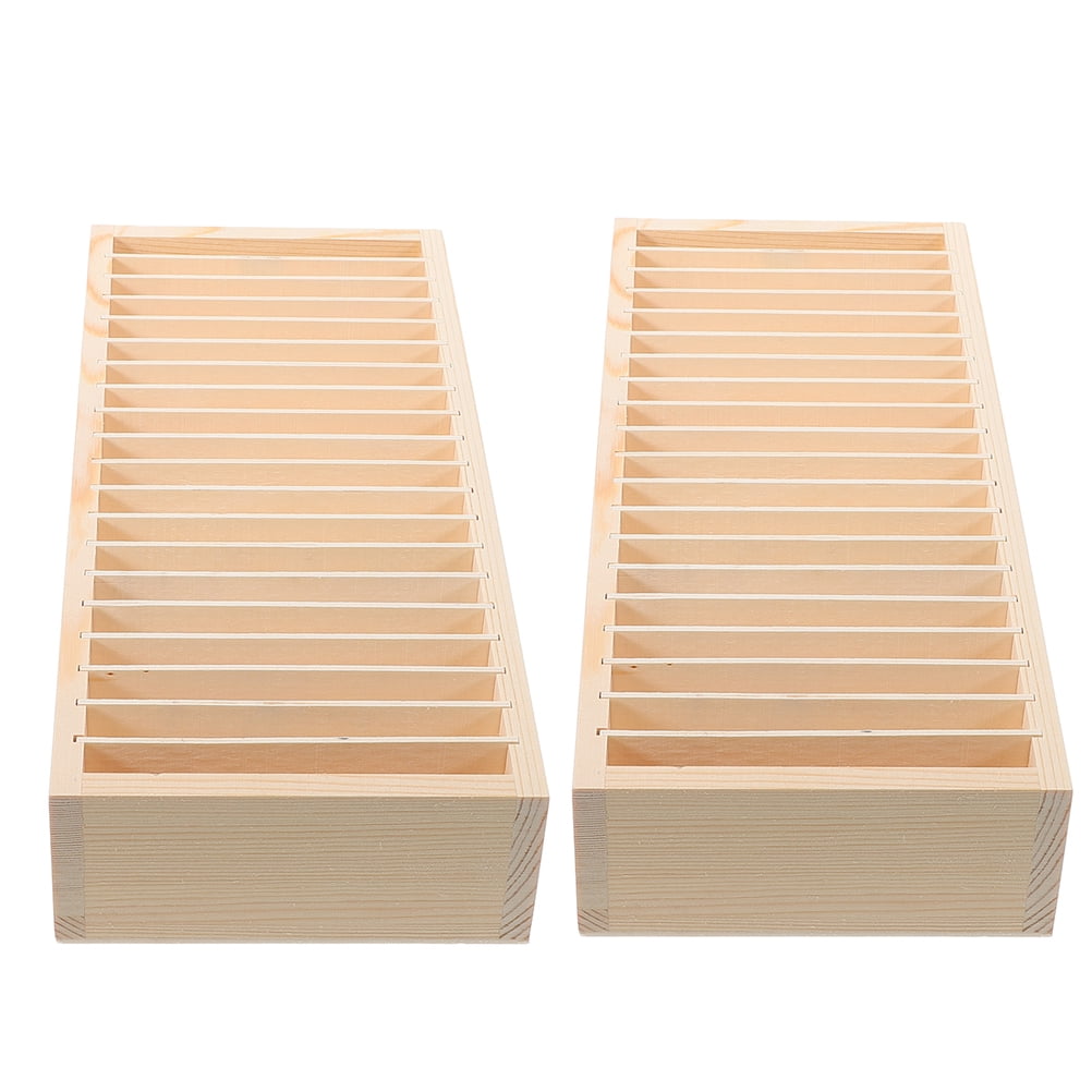DEEPCRAFF Wooden Name Card Case Beige Hairpin Storage Home Storage 2Pcs