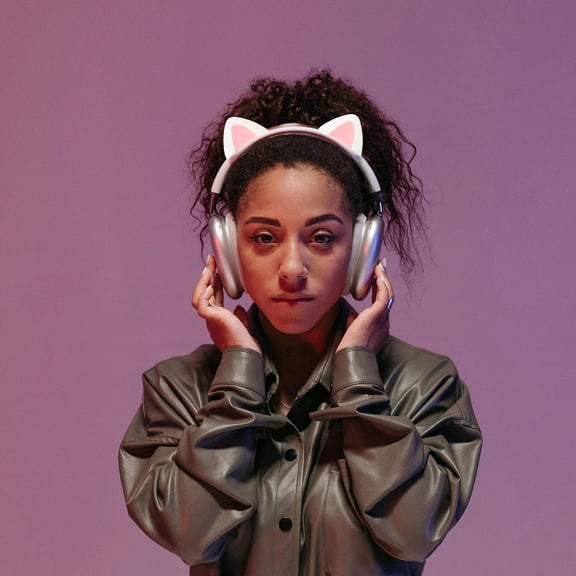 DEEPCRAFF 2Pairs Detachable Silicone Cat Ears Headset Attachments for Gaming and Cosplay Use
