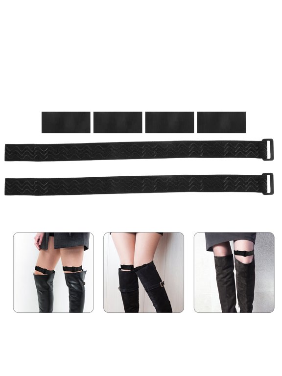 Black Boot Stability Straps Adjustable Anti-Slip Hook and Loop 2Pcs
