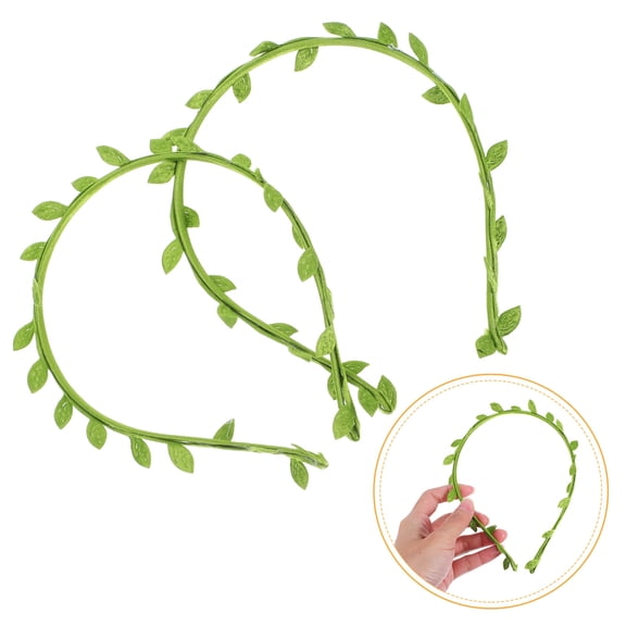 DEEPCRAFF 2-Pack Green Leaf Hair Vine Headbands Soft Fabric Floral Headpiece for Weddings, Photo Shoots, and Special Events