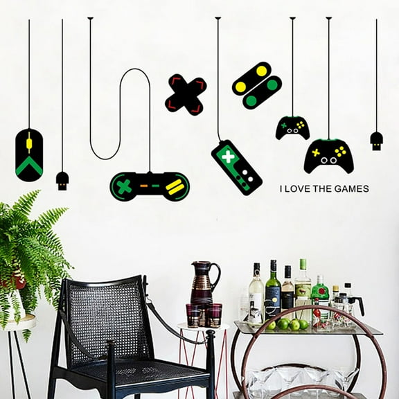 DEEPCRAFF 2Pcs Assorted Color Wall Decals Special Design Game Controller Wall Stickers for Home Interior