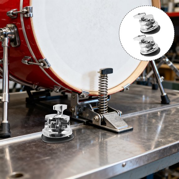 DEEPCRAFF 2-Pack Bass Drum Leg Mount Brackets with Plated Metal Base for Enhanced Drum Stability and Sound Quality
