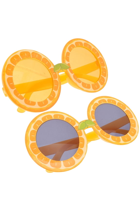 2Pcs Beach Tropical Eyewear Orange Plastic Sunglasses With Fruit-Inspired Design For Adults