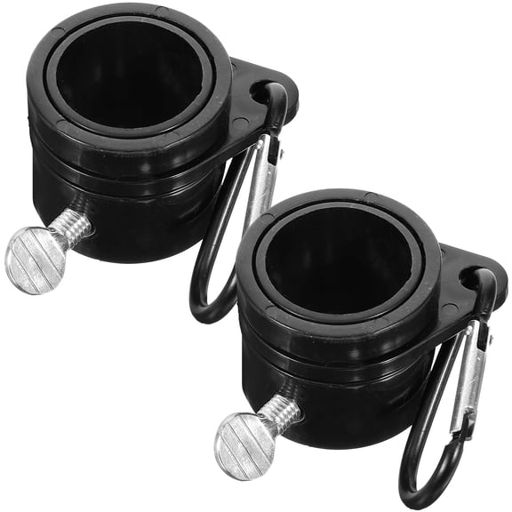 DEEPCRAFF 2pcs Inch Flagpole Rings with Metal Flag Clip, Black Plastic Fasteners