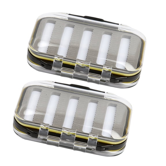 DEEPCRAFF 2Pcs Double Sided Fishing Fly Box Black with Transparent Lid and Silicone Seal