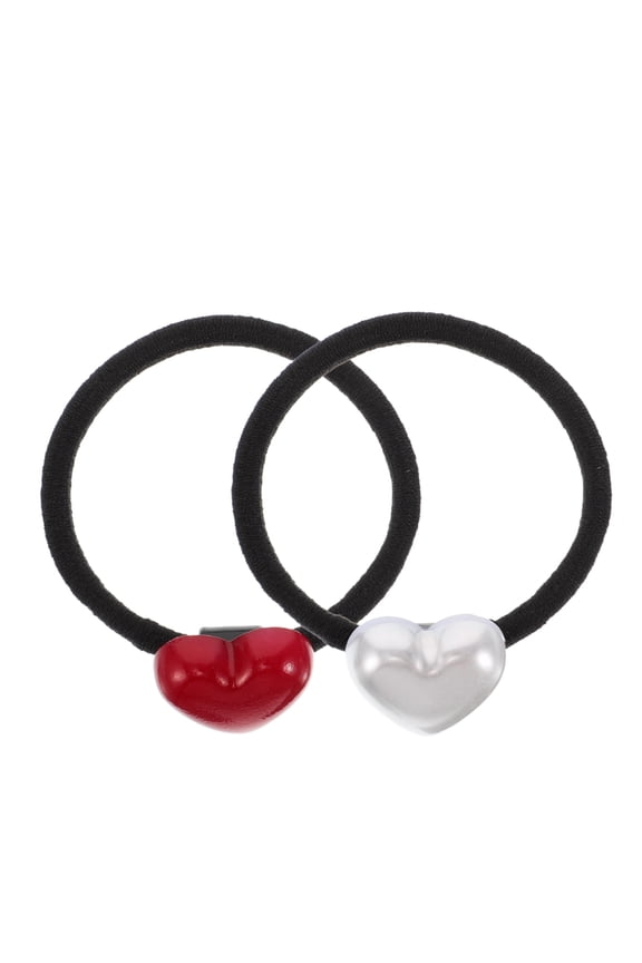 2-Pack Black Seamless Heart-Shaped Hair Bands, Gentle Stretchy Hair Ties for Secure High Ponytails and Everyday Use