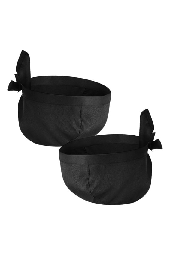 2Pcs Black Server Hat with Adjustable Ribbon Soft Cotton Cooking and Catering Hat