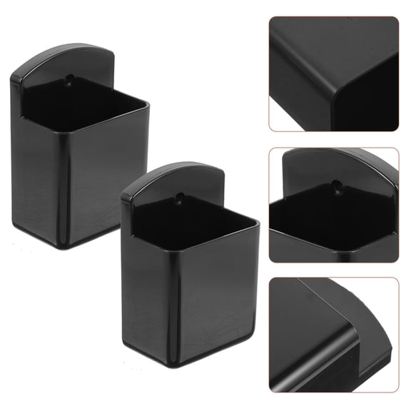 DEEPCRAFF 2Pcs Black Wall Mounted Remote Control Holder No Drilling Storage Rack for Home Organization