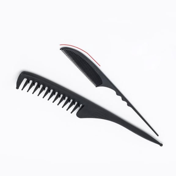 DEEPCRAFF Wave Comb Black Carbon Fiber Anti-Static Heat-Resistant for Hairdressing 2Pcs