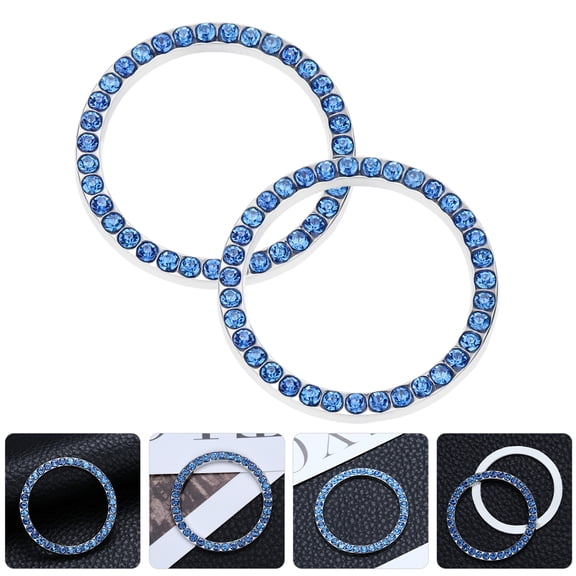 DEEPCRAFF 2Pcs Push Start Button Cover Blue Alloy Car Accessories Interior Decoration