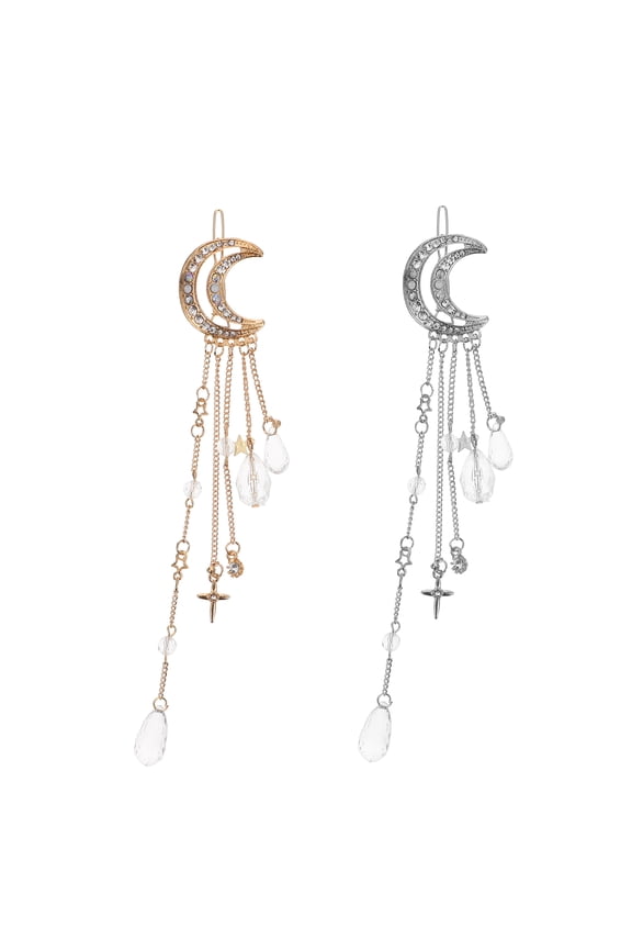 Bridal Hairpins Rhinestone Tassel Assorted Color Alloy Hair Accessories for Elegant Events 2Pcs