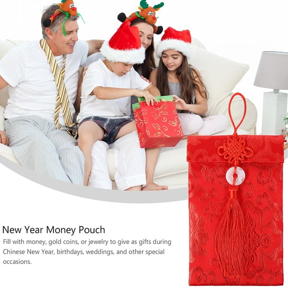 DEEPCRAFF 2Pcs Brocade Silk Red Envelope Red Money Pocket for Wedding and New Year