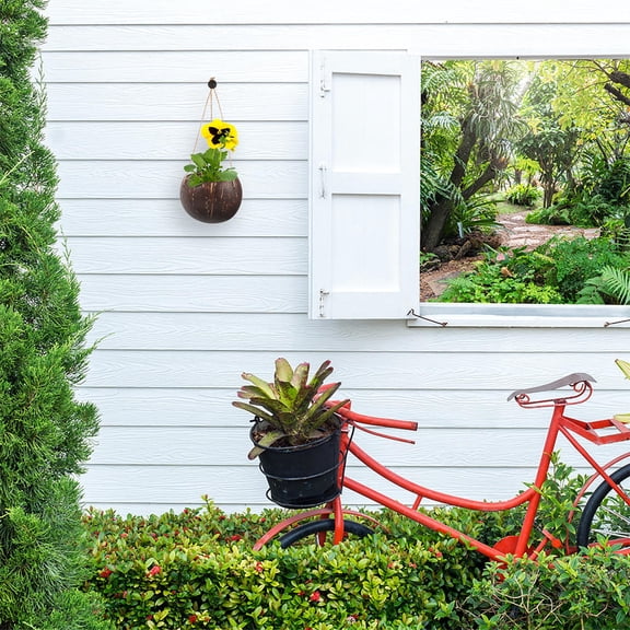 DEEPCRAFF 2Pcs Coconut Shell Hanging Plant Pots Brown for Indoor Outdoor Use with Sun and Frost Resistance