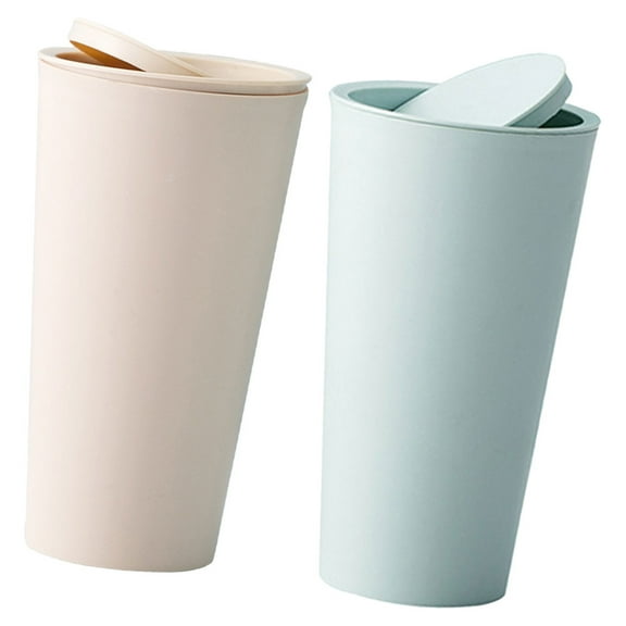 DEEPCRAFF 2Pcs Compact Trash Can with Lid for Car Use Plastic Small Garbage Collection 16.5X9CM