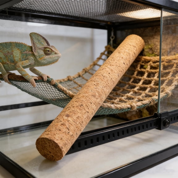 DEEPCRAFF 2Pcs Cork Wood Climbing Branches for Reptiles Natural Terrarium Decor and Pet Climbing Support