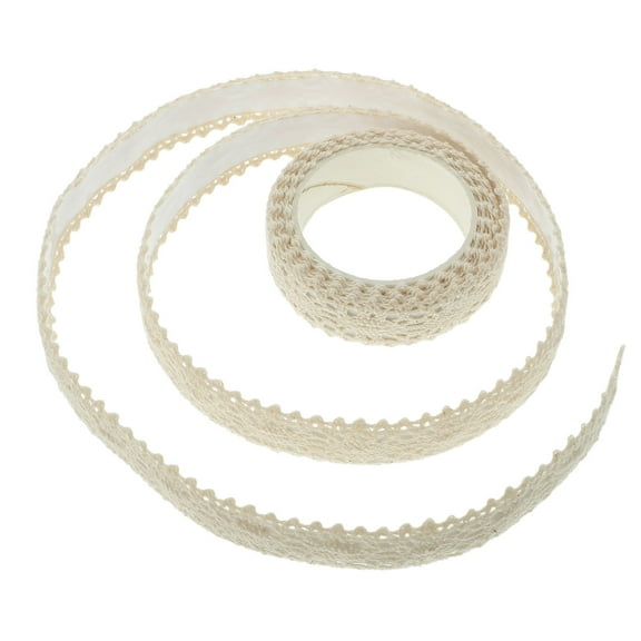 DEEPCRAFF 2Pcs Khaki Lace Scrapbook Tapes Cotton Cloth DIY Adhesive Tapes for Handicraft and Packaging