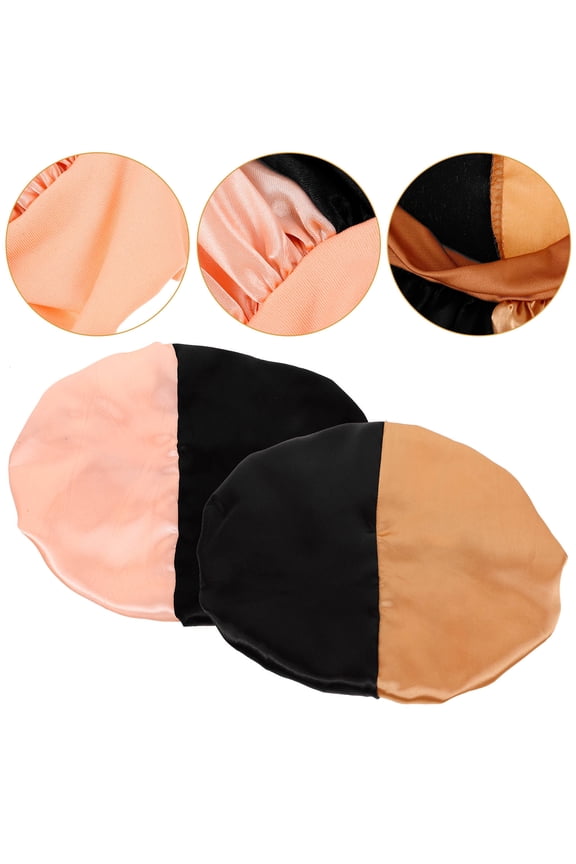 Women's Sleeping Caps 2-Pack Assorted Colors Soft Night Hair Bonnet for Hair Care