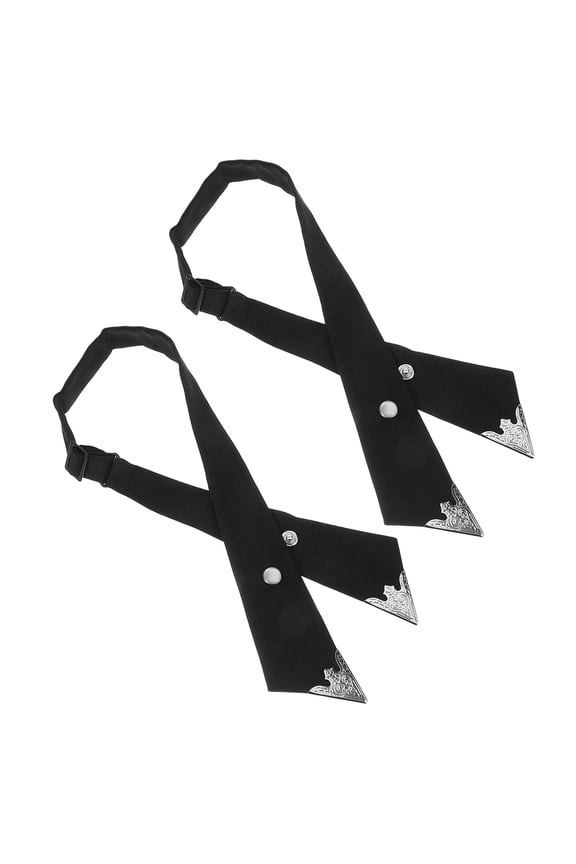 2Pcs Classic Black Cross Bowtie Adjustable Neck Ties for Office and Events