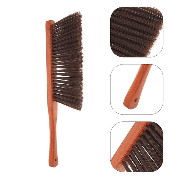 DEEPCRAFF 2Pcs Brown Wooden Dust Brush Hand Broom for Fireplace and Chimney