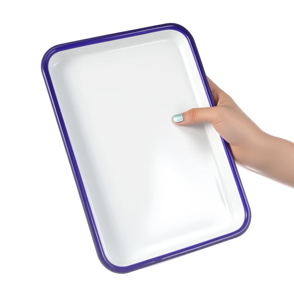 DEEPCRAFF 2Pcs Enamel Roasting Dish Rectangular Baking Pan for Food Storage