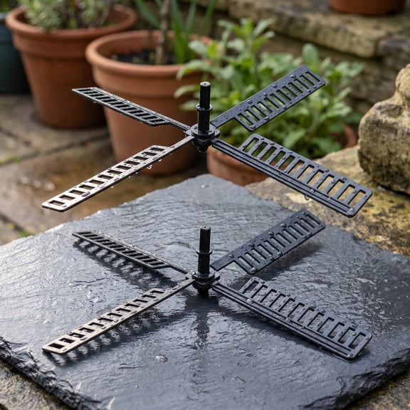 DEEPCRAFF Garden Windmill Replacement Parts with Black Plastic Blades, 2 Pieces Set