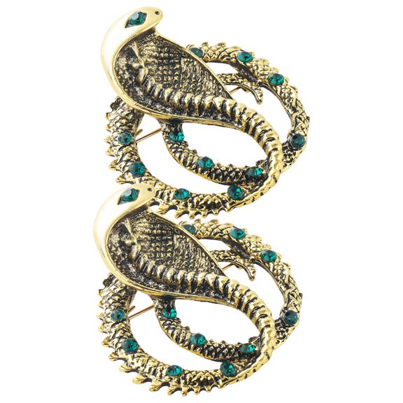 DEEPCRAFF 2-Pack Rhinestone Snake Brooch Pins Metal Accessories for Suit Scarf Hat Clothing Decoration