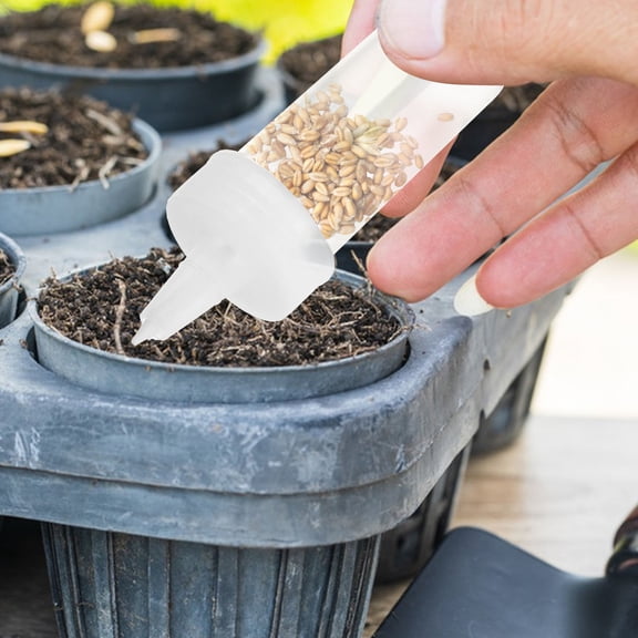 DEEPCRAFF 2Pcs Handheld Garden Seed Spreader with Adjustable Button Control Lightweight Plastic