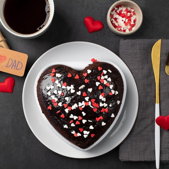 DEEPCRAFF 2Pcs Aluminum Heart Shape Cake Pans Nonstick Baking Molds Plated Silver Pans for Valentines Birthdays