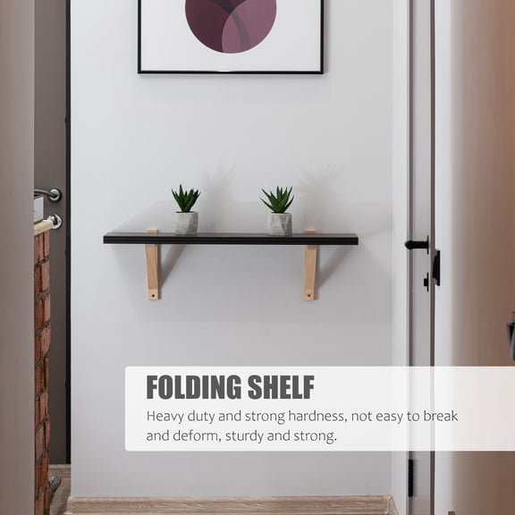 DEEPCRAFF 2Pcs Heavy Duty Black Folding Supports Wall Brackets for Practical Home Storage Use