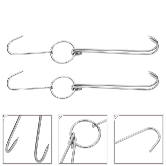 DEEPCRAFF 2Pcs Stainless Steel Meat Hooks for Butchering Hanging Use and Grilling Kitchen Tools