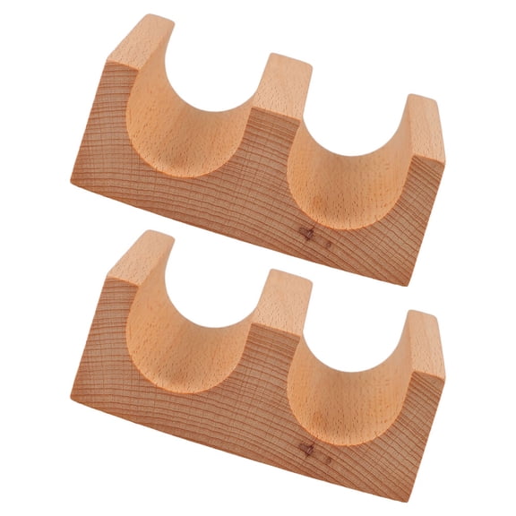 DEEPCRAFF 2Pcs Japanese Style Sushi Holder in Wood Khaki U Shaped Serving Rack for Food Presentation