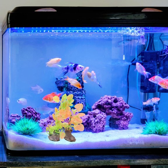 DEEPCRAFF 2Pcs Khaki Aquarium Simulation Plants Plastic Fish Tank Decorations Realistic Aquatic Landscaping