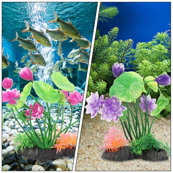 DEEPCRAFF 2Pcs Simulated Water Plants Plastic Aquatic Plants Assorted Color for Office Table Decoration