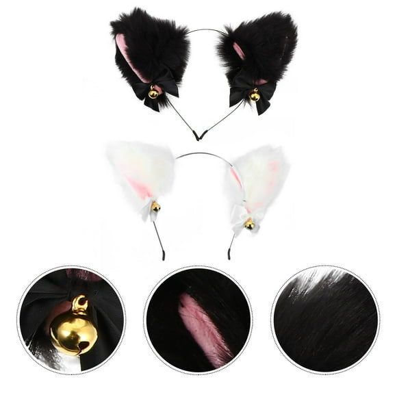 2Pcs Lovely Cat Ears Headband in Pink for Girls Costume Parties Headdress