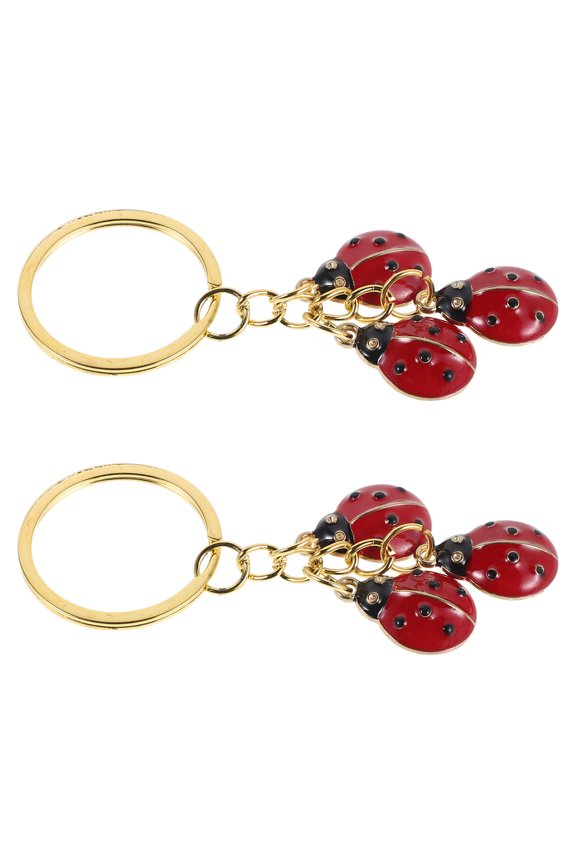 2Pcs Cute Ladybug Keychain Red Metal Accessory for Backpack Purse and Wallet