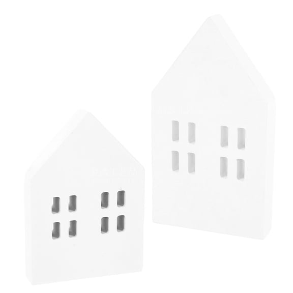 DEEPCRAFF Mini Rooms Mini House Slice White Wood 2Pcs Home Decoration