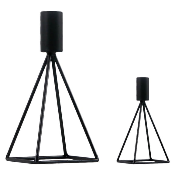 DEEPCRAFF 2Pcs Modern Black Metal Taper Candlestick Holders Sturdy Iron Candle Shelf for Events